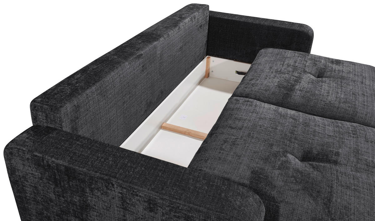 BÄDDSOFFA i chenille svart  - svart, Klassisk, textil/plast (235/88/120cm) - MID.YOU