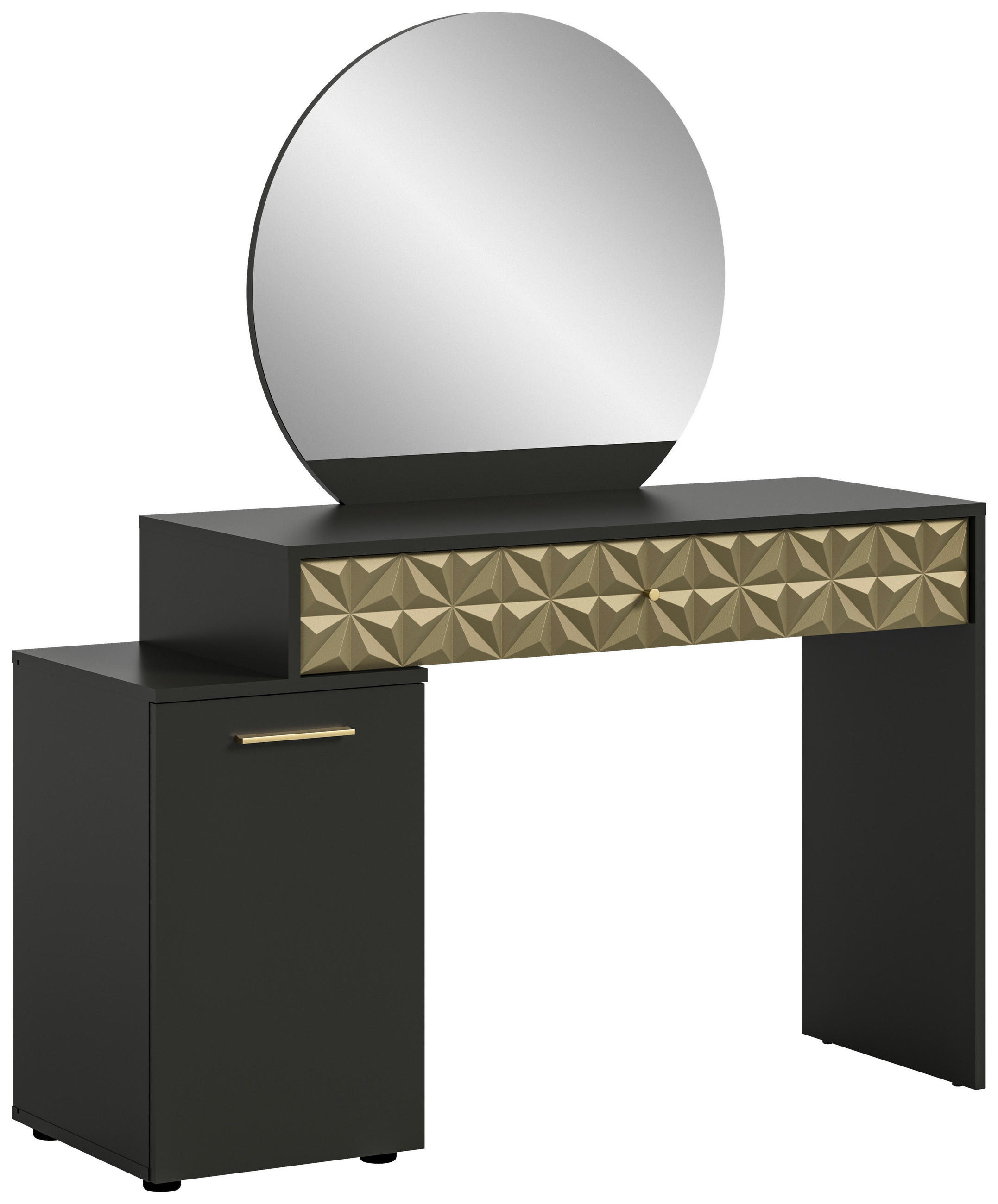 SCHMINKTISCH Schwarz, Goldfarben  - Goldfarben/Schwarz, Design, Holzwerkstoff/Kunststoff (117/42/138cm) - MID.YOU