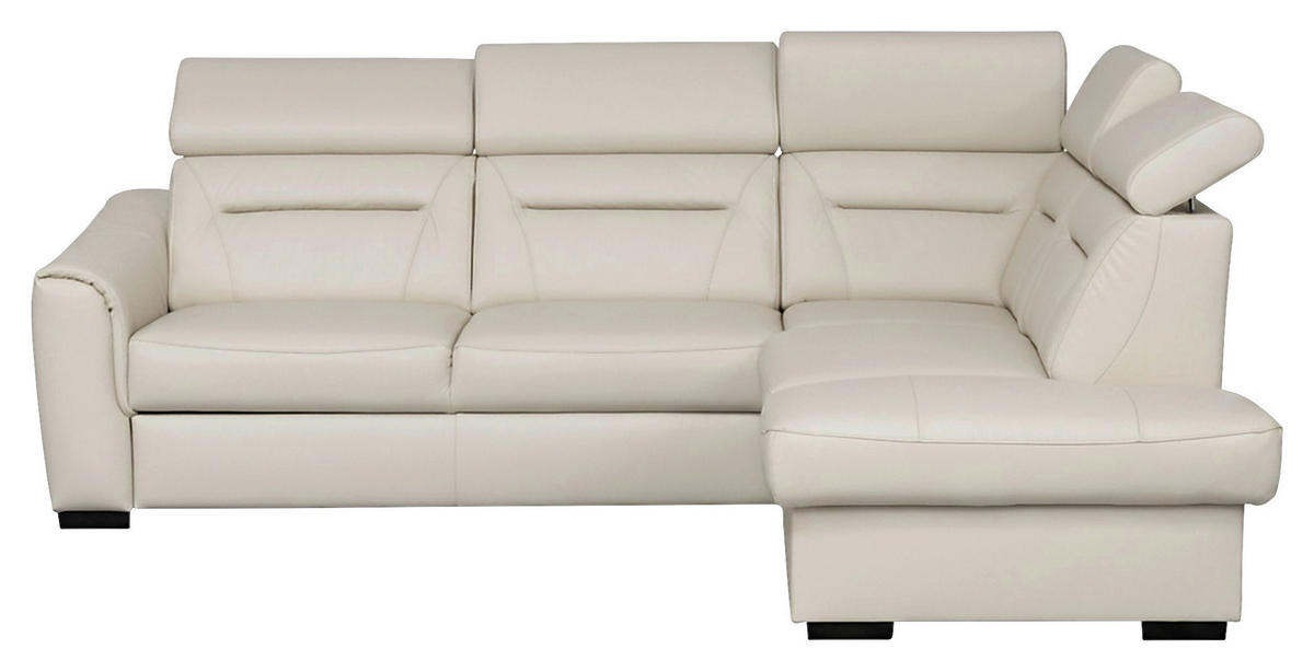 ECKSOFA Lederlook Echtleder Creme  - Wengefarben/Creme, Design, Leder/Holz (260/212cm) - Celina Home