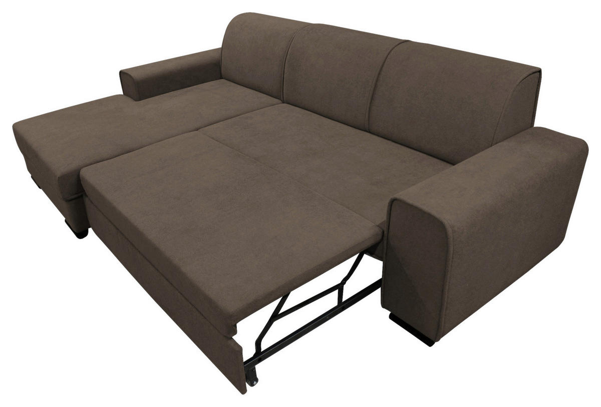 ECKSOFA Braun Struktur, Bouclé  - Schwarz/Braun, Design, Kunststoff/Textil (175/270cm) - MID.YOU