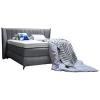 BOXSPRINGBETT 180/200 cm  in Grau  - Schwarz/Grau, KONVENTIONELL, Holz/Textil (180/200cm) - Sjöholm