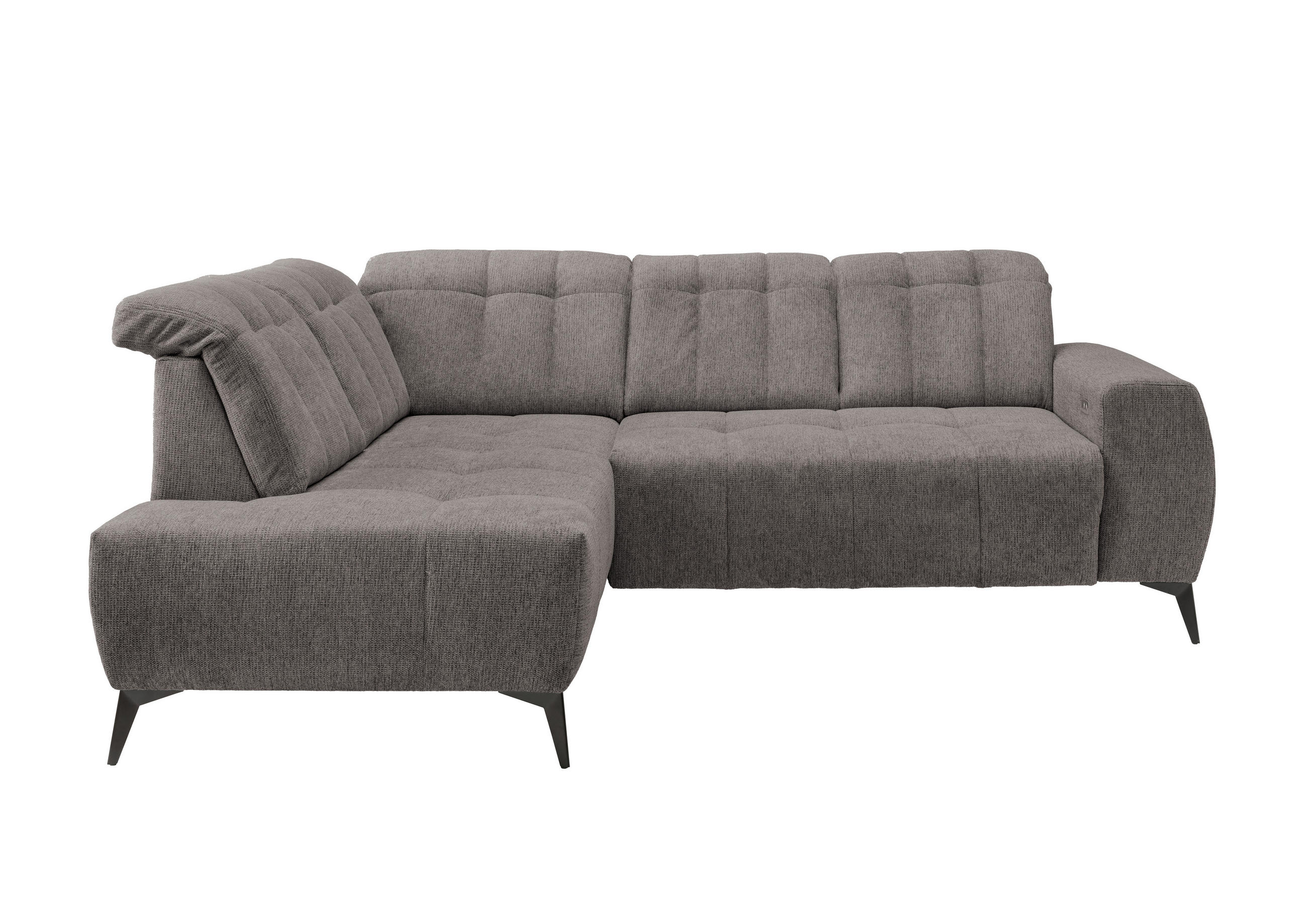 ECKSOFA in Chenille Graubraun - Graubraun/Schwarz, Modern, Textil/Metall (200/261cm) - Livetastic