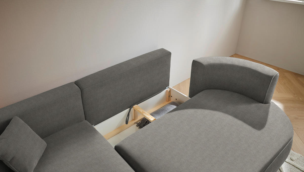 ECKSOFA in Webstoff Greige  - Greige/Schwarz, Design, Kunststoff/Textil (183/284cm) - Welnova