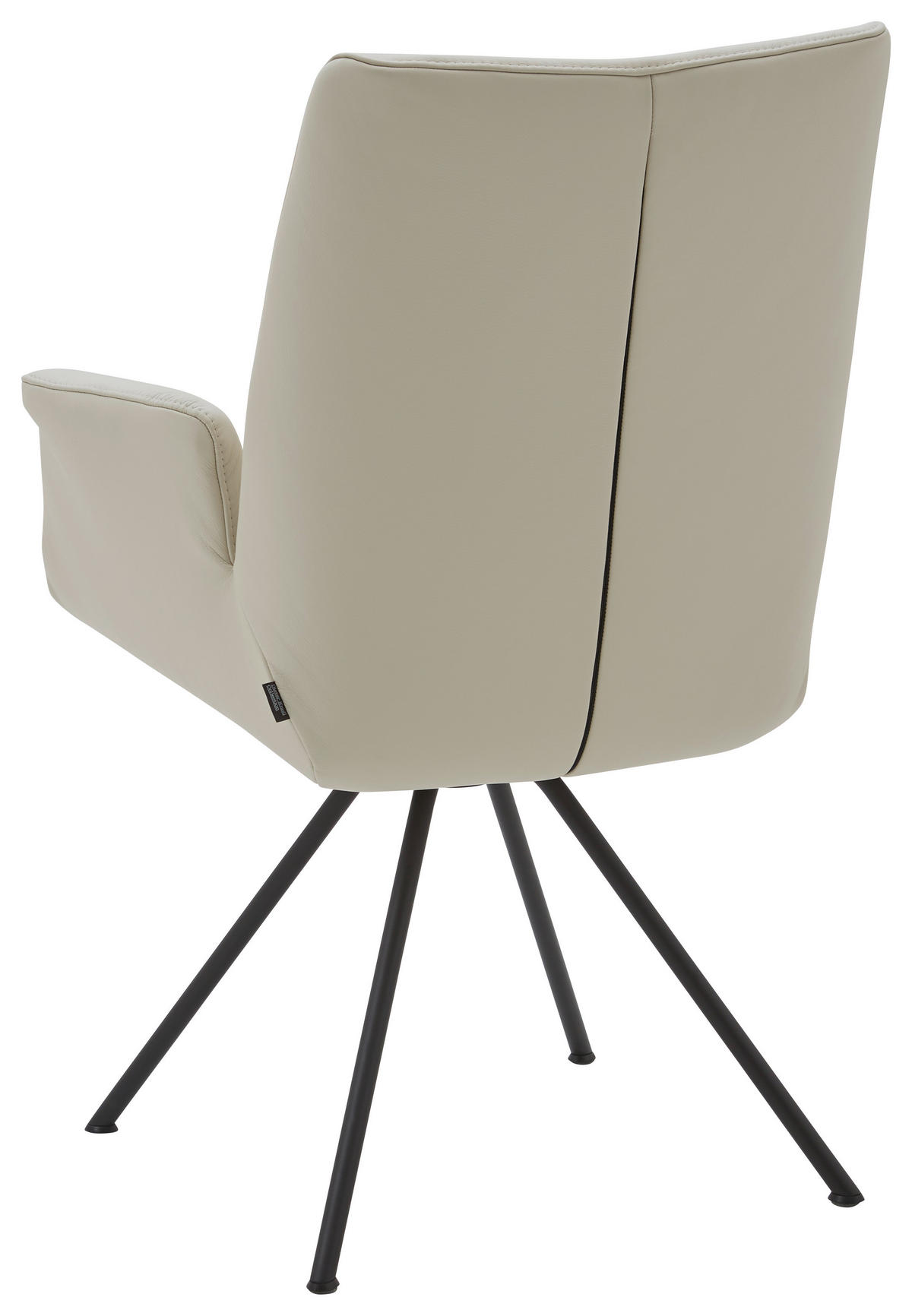 ARMLEHNSTUHL  in Stahl Echtleder pigmentiert  - Creme/Schwarz, Design, Leder/Metall (65/91/63cm) - Dieter Knoll