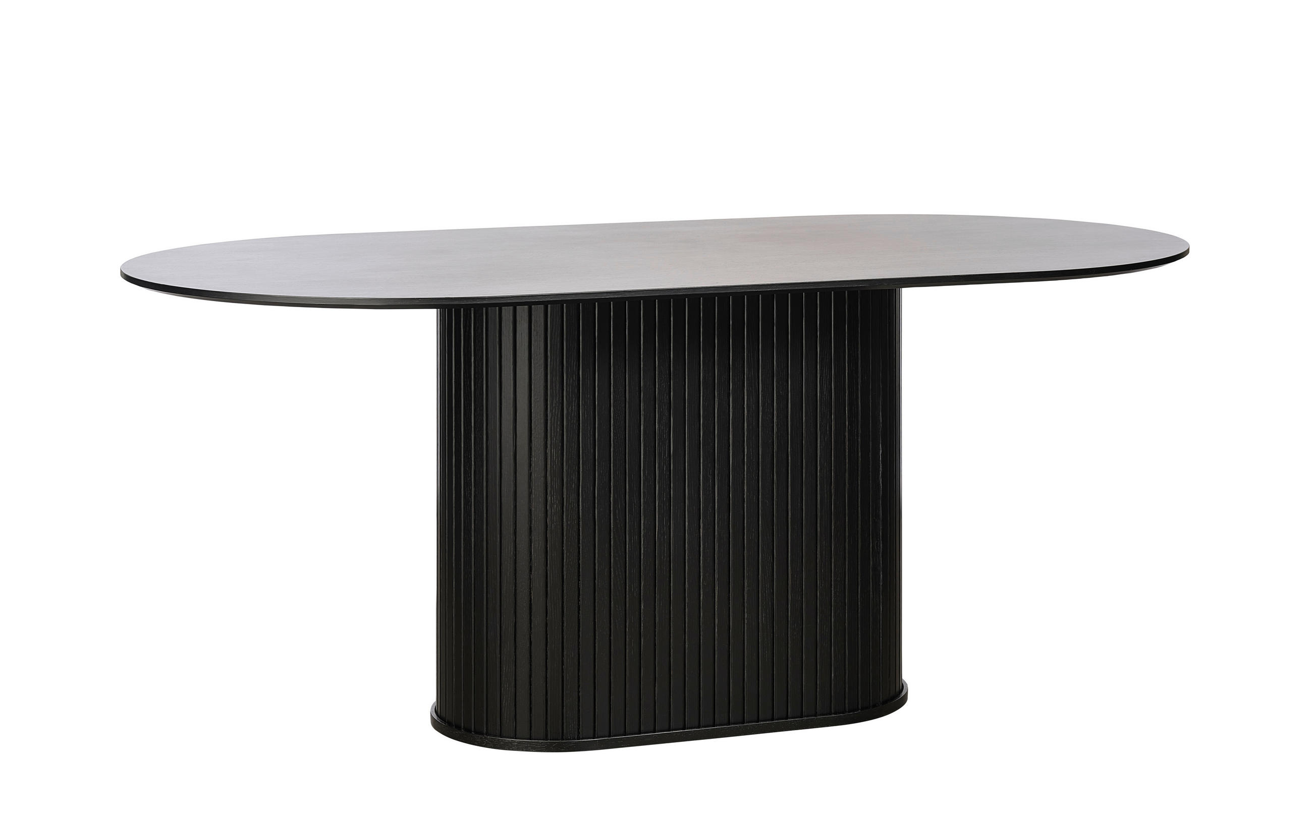 ESSTISCH furniert oval Schwarz, Eichefarben  - Eichefarben/Schwarz, Trend, Holzwerkstoff (180/95/75cm) - home24