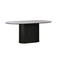 ESSTISCH furniert oval Schwarz, Eichefarben  - Eichefarben/Schwarz, Trend, Holzwerkstoff (180/95/75cm) - home24
