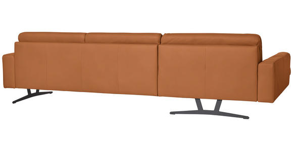 ECKSOFA in Echtleder Cognac  - Cognac/Anthrazit, KONVENTIONELL, Leder/Metall (182/324cm) - Ambiente