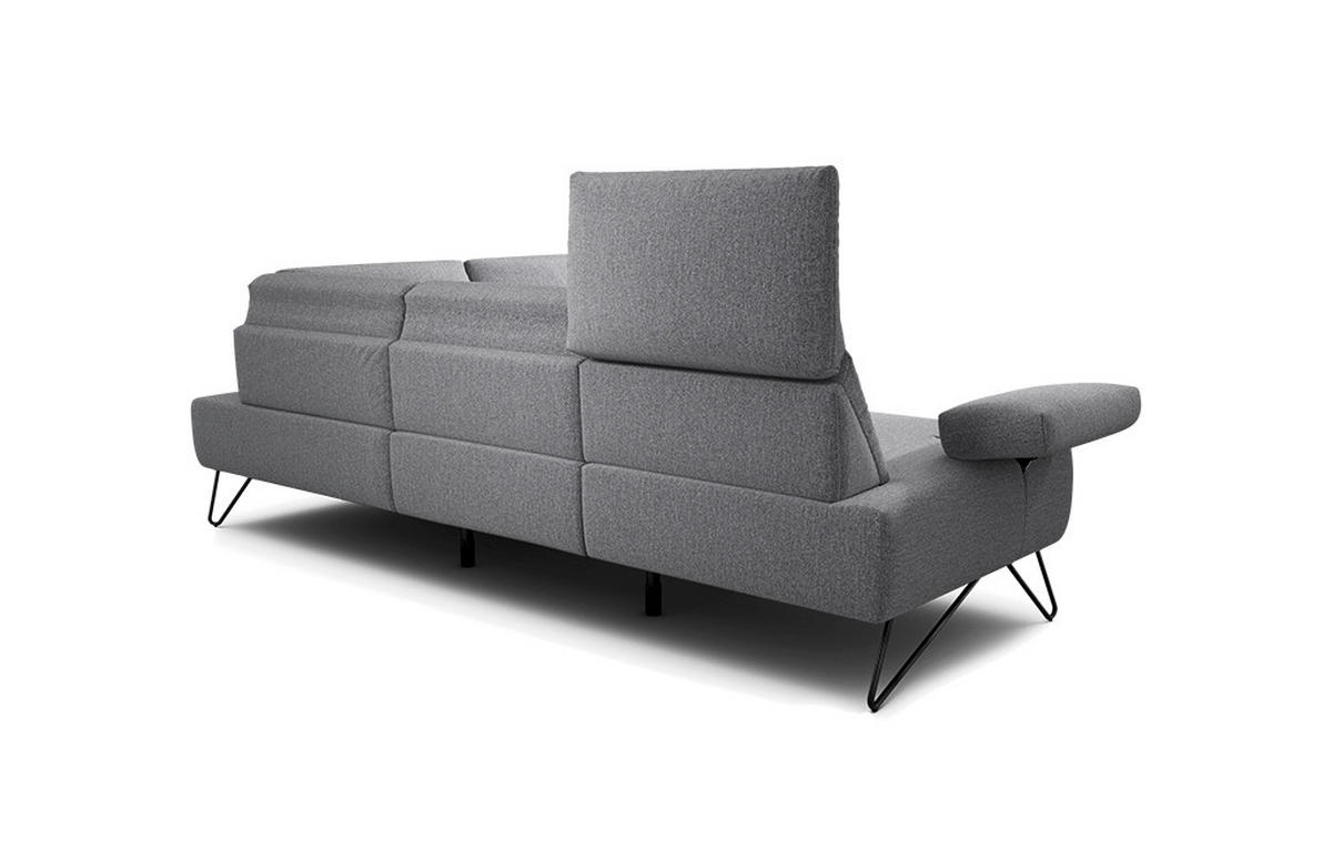 ECKSOFA in Chenille Anthrazit  248-263/193 cm  - Anthrazit/Schwarz, Design, Textil/Metall (248-263/193cm) - SENSOO