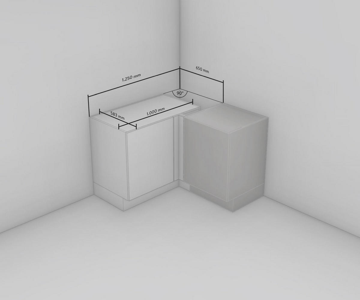 ECKUNTERSCHRANK 125/87/65 cm  - Schwarz/Grau, MODERN, Holzwerkstoff/Metall (125/87/65cm) - Nobilia