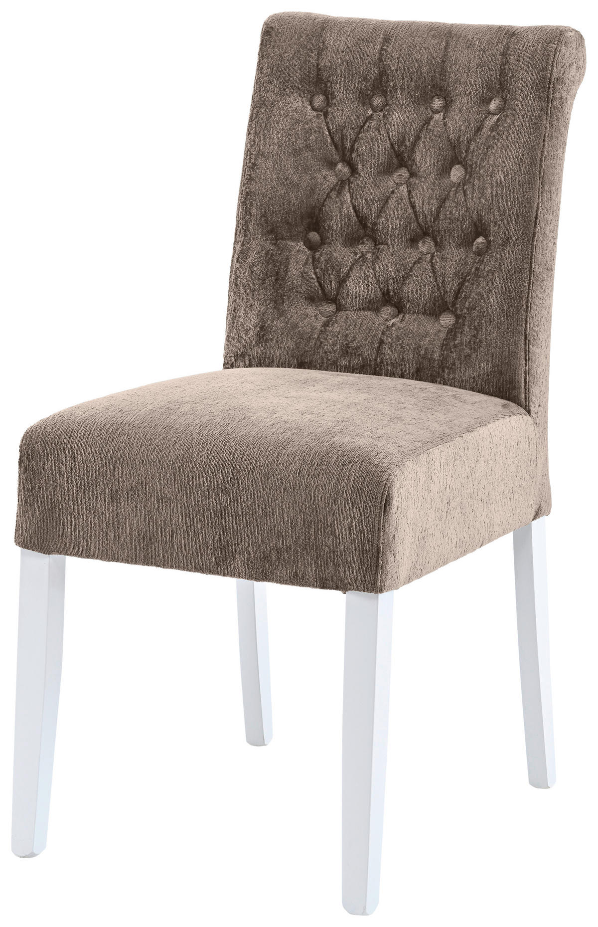 STUHL Chenille Taupe Buche massiv  - Taupe/Weiß, KONVENTIONELL, Holz/Textil (46,5/91/65cm) - Cantus