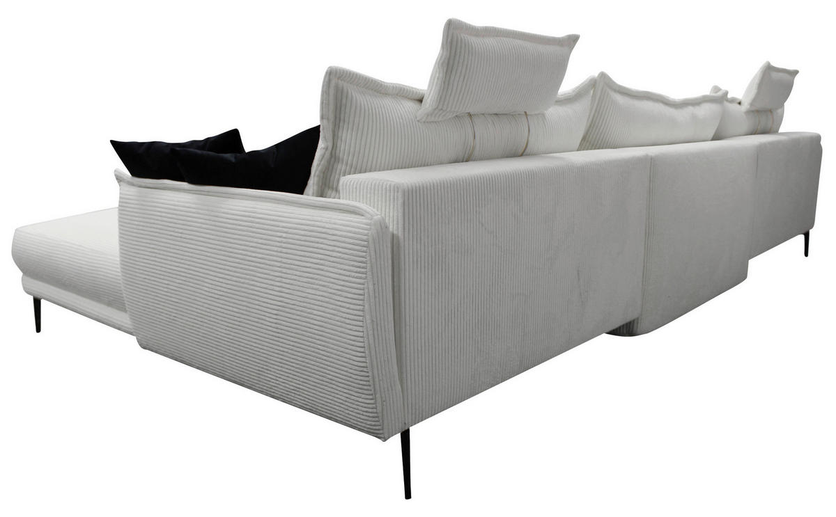 WOHNLANDSCHAFT NUOVO U Hellgrau Cord  - Hellgrau/Schwarz, Design, Textil/Metall (194/360/194cm) - MID.YOU