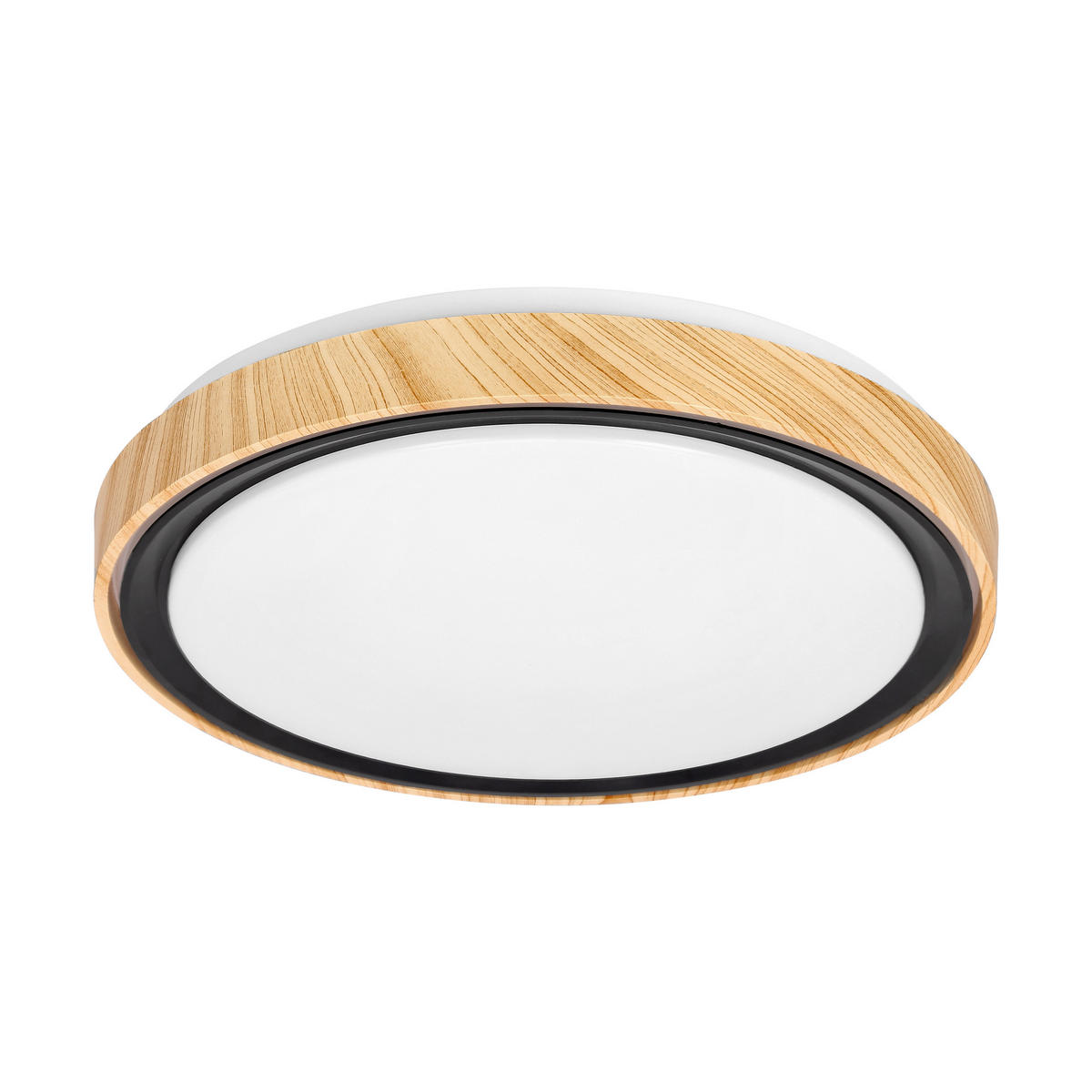 LED-DECKENLEUCHTE Aflo 38/38/7.5 cm  - Eichefarben/Schwarz, Natur, Kunststoff/Metall (38/38/7.5cm)