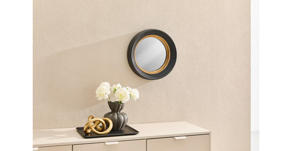 WANDSPIEGEL 38,5/38,5/6,5 cm  - Goldfarben/Schwarz, Design, Glas/Holzwerkstoff (38,5/38,5/6,5cm) - Novel