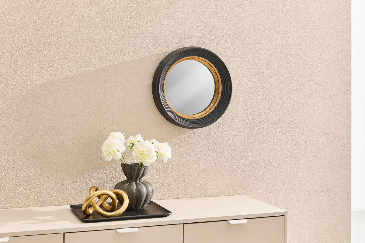 WANDSPIEGEL 38,5/38,5/6,5 cm  - Goldfarben/Schwarz, Design, Glas/Holzwerkstoff (38,5/38,5/6,5cm) - Novel