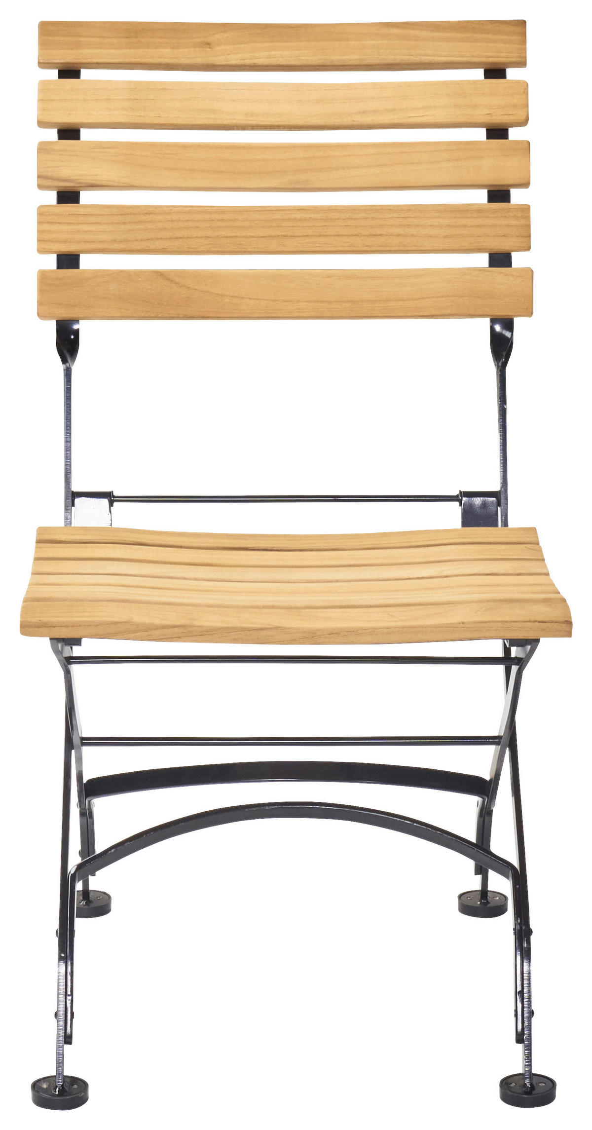 GARTENKLAPPSTUHL Teakholz Stahl Schwarz, Teakfarben  - Schwarz/Teakfarben, ROMANTIK / LANDHAUS, Holz/Metall (46/59/86,5cm) - Ambia Garden