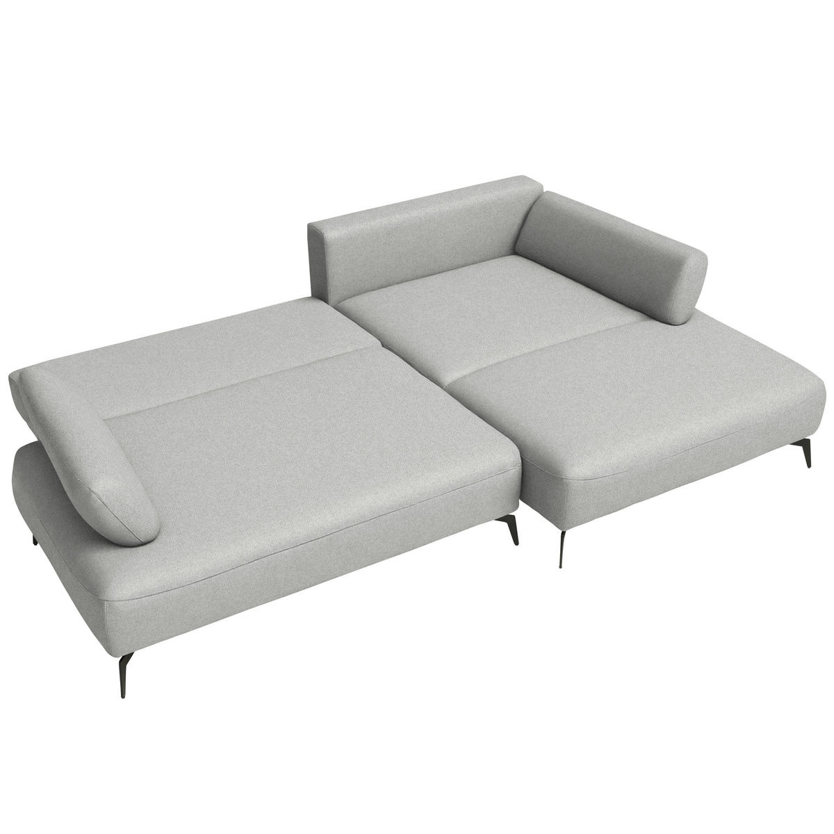 ECKSOFA Struktur Hellgrau  - Hellgrau/Schwarz, Design, Textil/Metall (284/186cm) - Lomoco