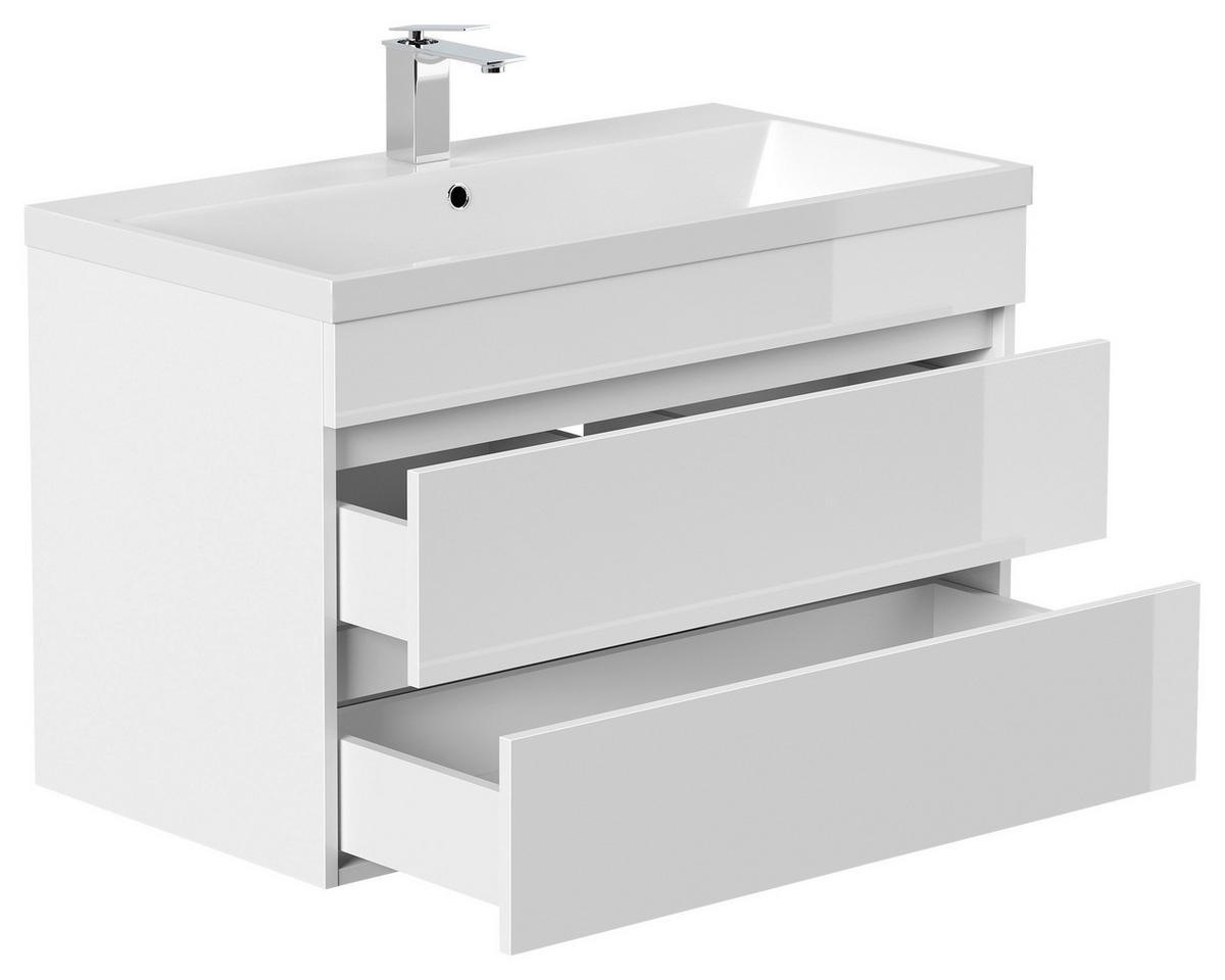 WASCHTISCHKOMBI 90 cm  - Weiß Hochglanz/Weiß, Basics, Holzwerkstoff/Stein (90cm) - MID.YOU