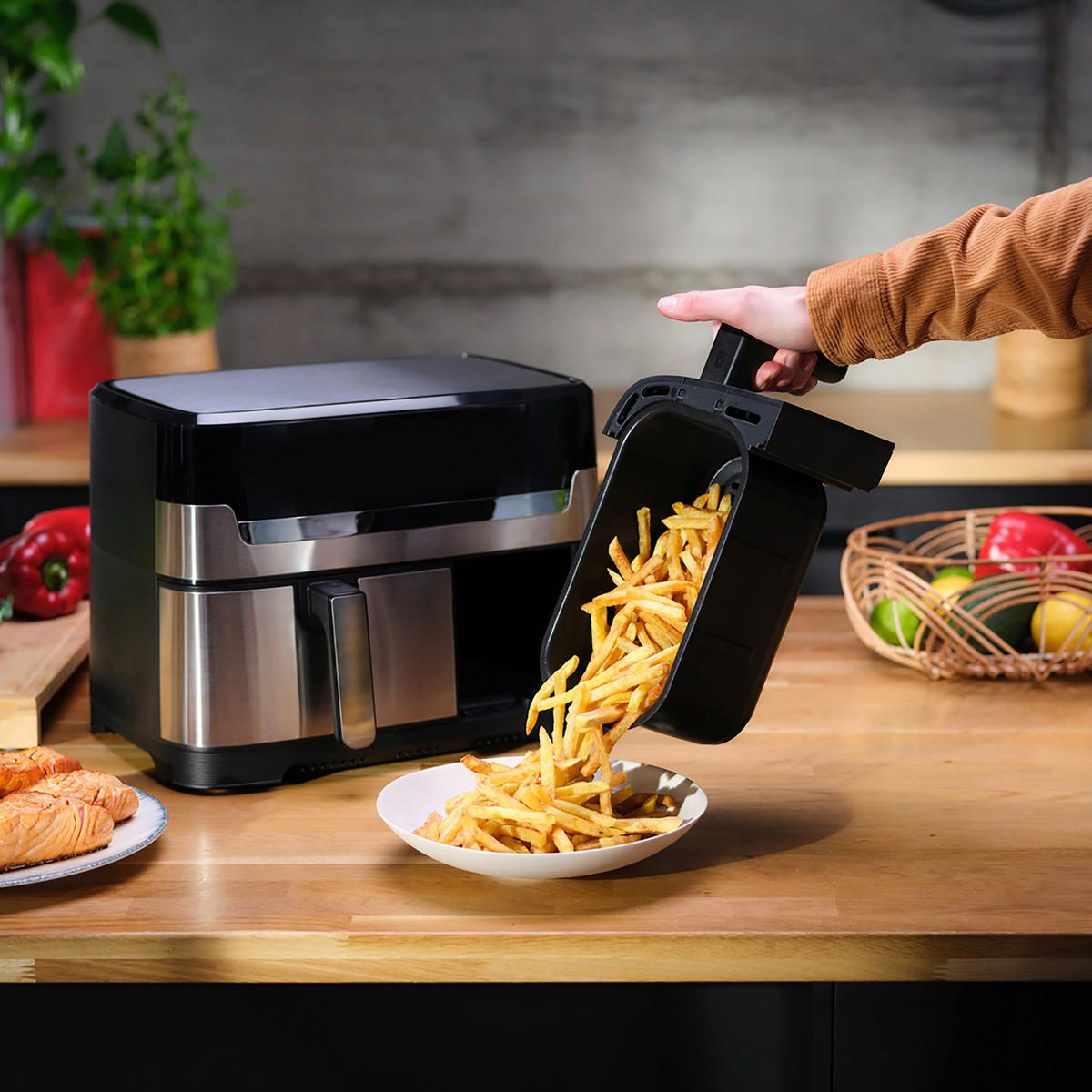 HEIßLUFTFRITTEUSE 8,3 l  - Edelstahlfarben, LIFESTYLE, Metall (41,8/40,2/30,5cm) - Tefal