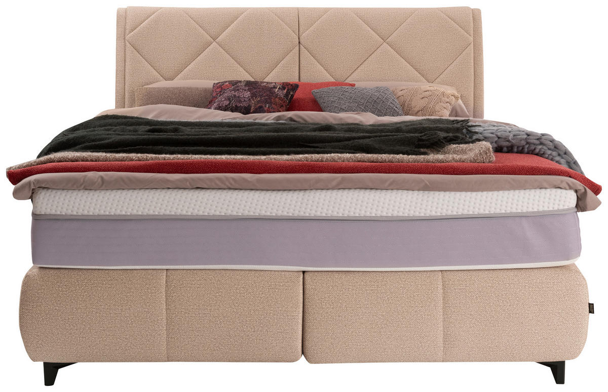 POSTELJA BOXSPRING 180 cm   x 200 cm  , tekstil bež  - črna/bež, Design, kovina/tekstil (180/200cm) - Dieter Knoll