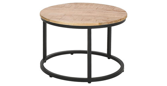 COUCHTISCHSET Mangoholz vollmassiv rund Naturfarben  - Schwarz/Naturfarben, Design, Holz (60/80/60/80/42/45cm) - Carryhome
