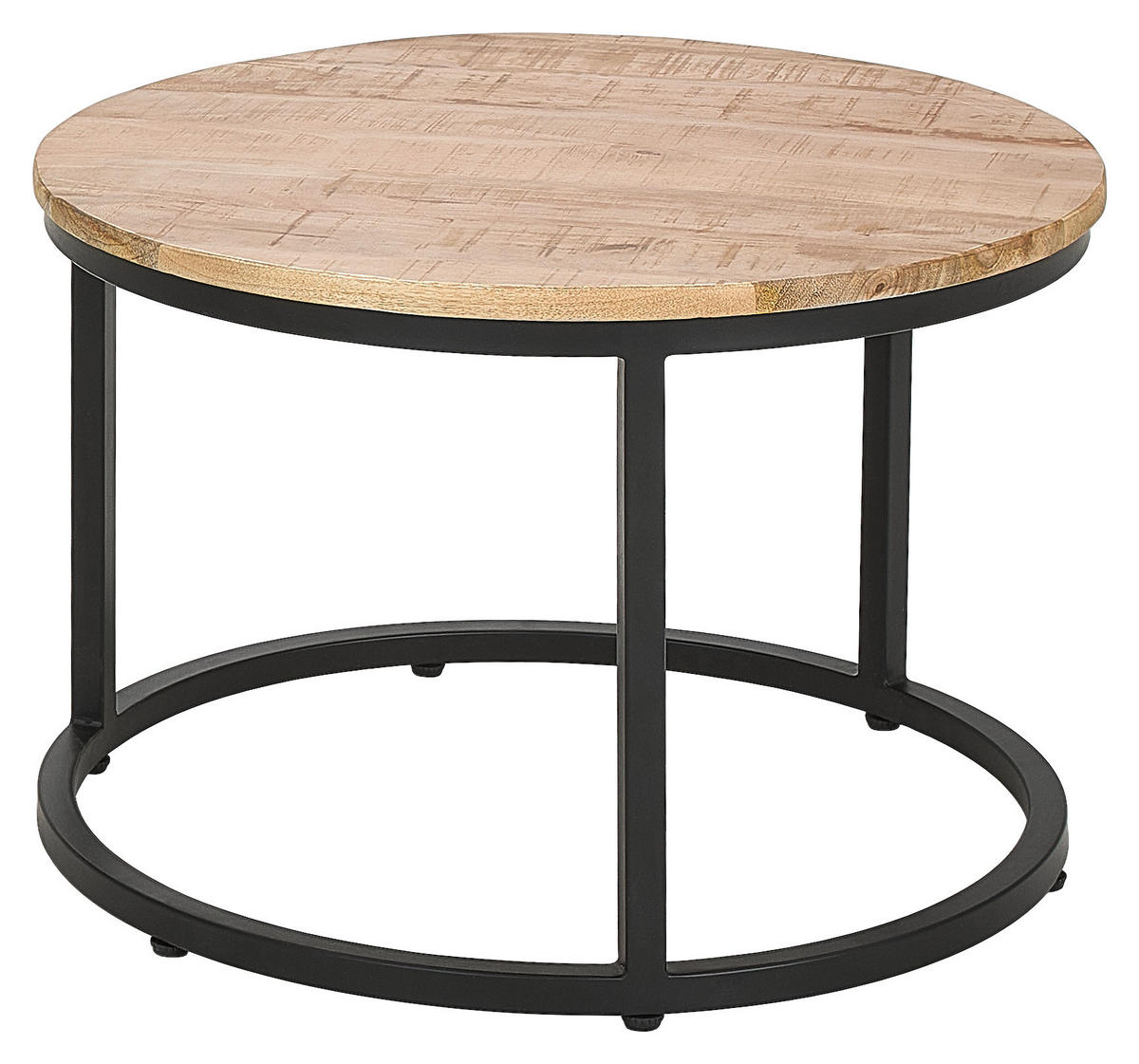 COUCHTISCHSET Mangoholz vollmassiv rund Naturfarben  - Schwarz/Naturfarben, Design, Holz (60/80/60/80/42/45cm) - Carryhome