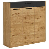 SCHUHSCHRANK Eiche, Balkeneiche furniert Schwarz, Eichefarben  - Eichefarben/Schwarz, Design, Holz/Holzwerkstoff (127/126/37cm)