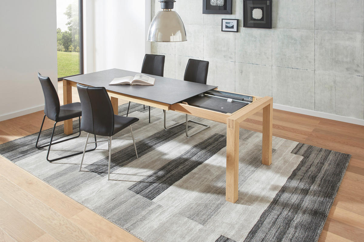ESSTISCH Graphitfarben, Eichefarben rechteckig  ausziehbar, in verschiedenen Größen erhältlich, in verschiedenen Holzarten erhältlich, Variantenauswahl  - Eichefarben/Graphitfarben, Design, Holz/Kunststoff (180-280/90/75cm) - Dieter Knoll