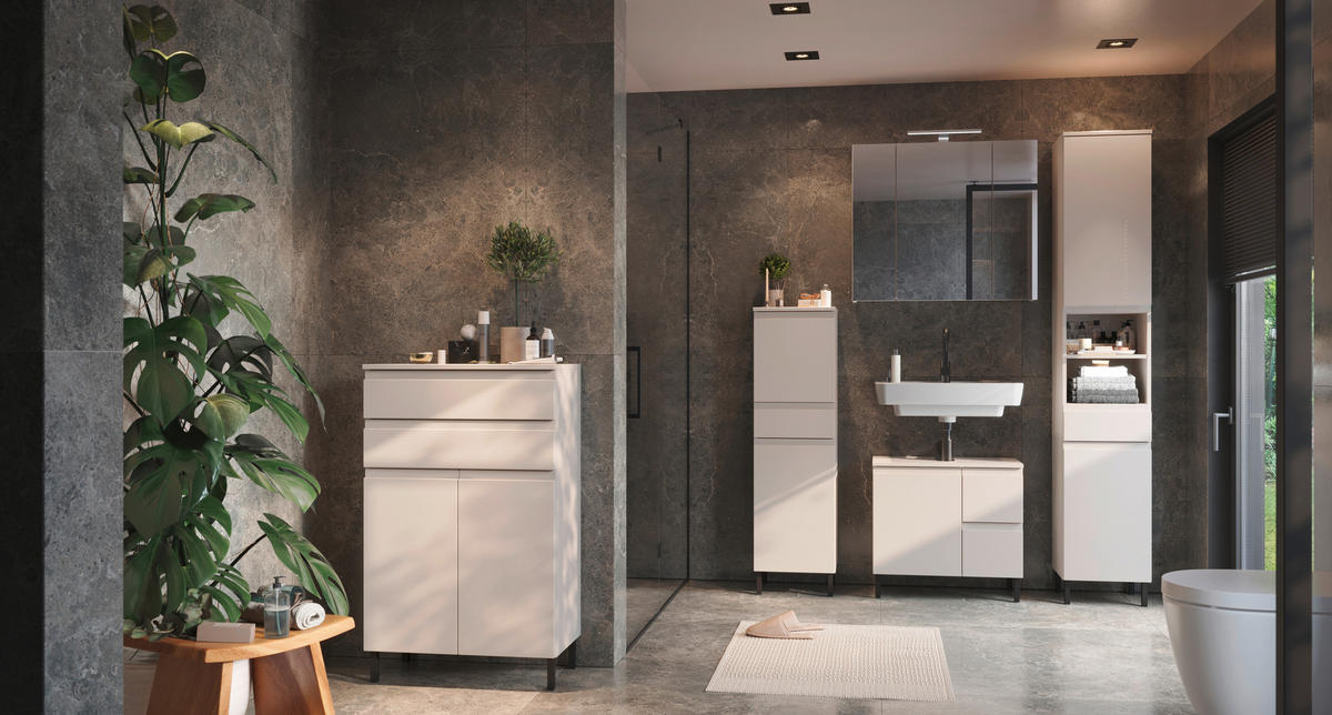 WASCHBECKENUNTERSCHRANK 60/56/34 cm  - Kaschmir/Schwarz, MODERN, Holzwerkstoff/Metall (60/56/34cm) - Germania