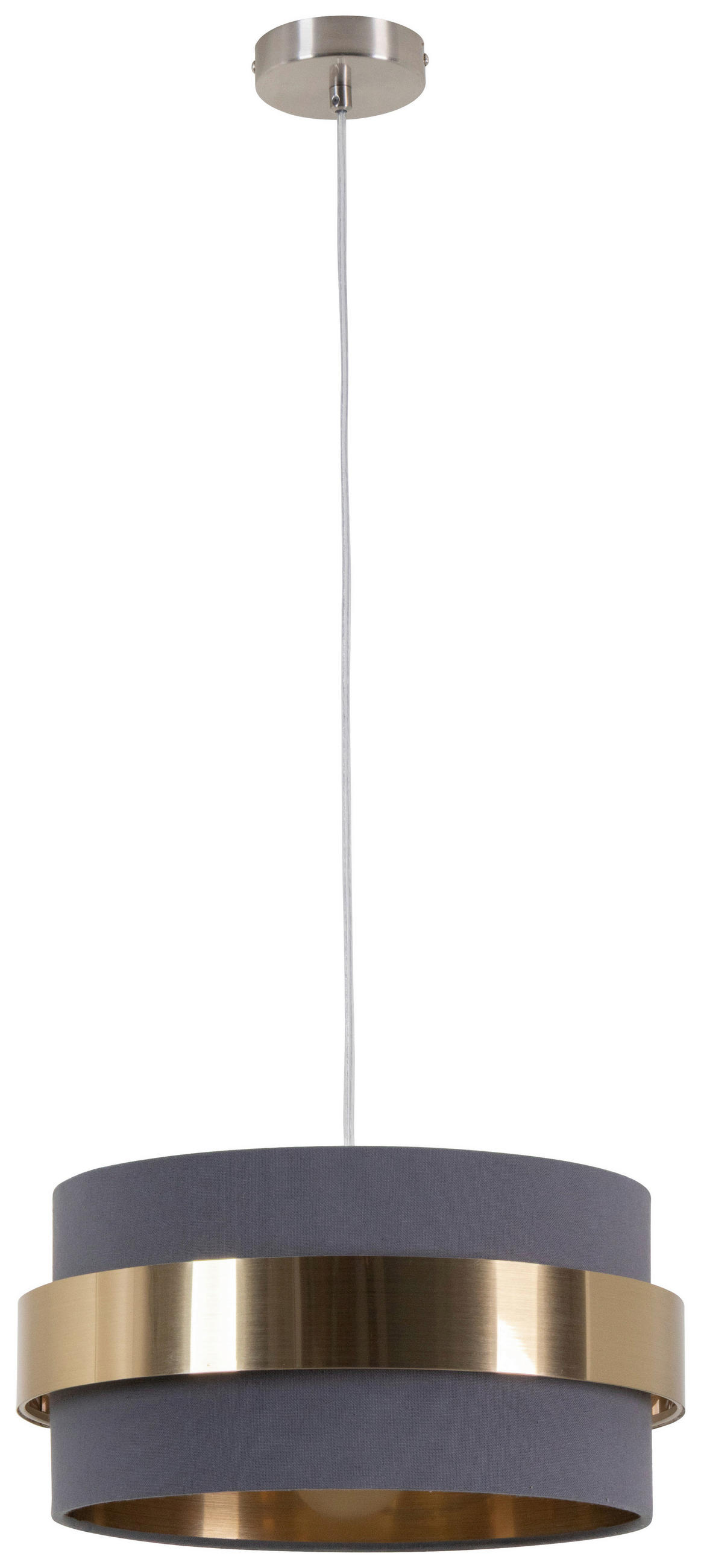 HÄNGELEUCHTE 37/120 cm   - Goldfarben/Grau, MODERN, Kunststoff/Textil (37/120cm) - Novel