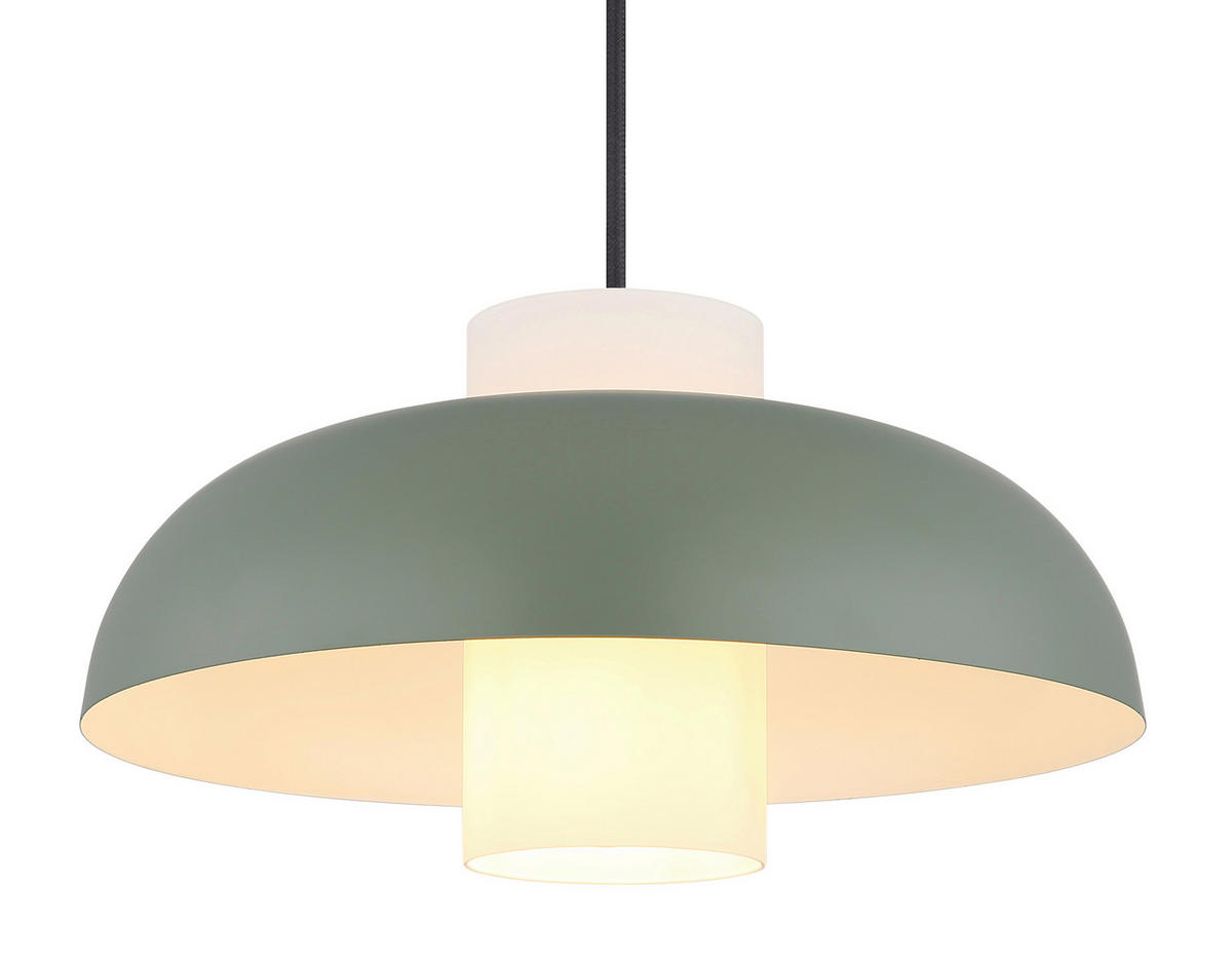 HÄNGELEUCHTE 38/120 cm    - Weiss/Grün, Trend, Glas/Textil (38/120cm) - Globo