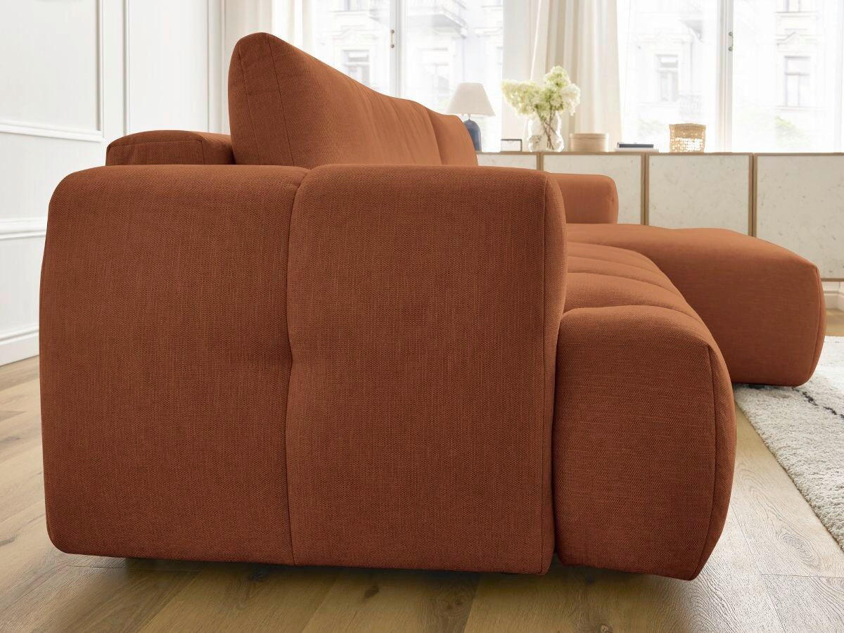 ECKSCHLAFSOFA FUJI Leinenoptik Orange  inkl.  - Schwarz/Orange, MODERN, Kunststoff/Textil (292/160cm)