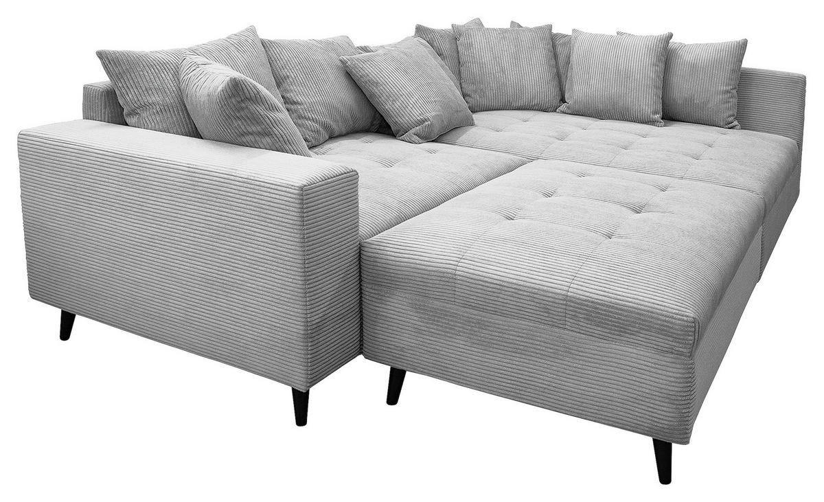 Ecksofa inkl. Hocker tekstil  svijetlo siva   - svijetlo siva/crna, Design, tekstil/drvo (247/174cm) - MID.YOU
