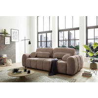 SCHLAFSOFA BUBBLE Webstoff Taupe Querschläfer  inkl. Zierkissen, Nierenkissen, Bettkasten, Liegefläche im Originalstoff  - Taupe/Schwarz, Design, Kunststoff/Textil (256/76/112cm) - MID.YOU
