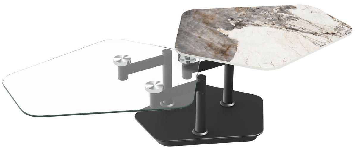 COUCHTISCH in Metall, Glas, Keramik 145/73/45 cm  - Creme/Schwarz, Design, Glas/Keramik (145/73/45cm) - Dieter Knoll