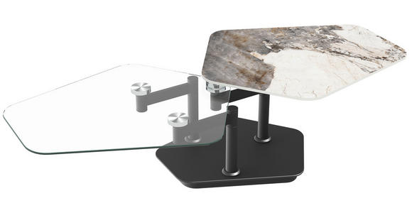 COUCHTISCH in Metall, Glas, Keramik 145/73/45 cm  - Creme/Schwarz, Design, Glas/Keramik (145/73/45cm) - Dieter Knoll