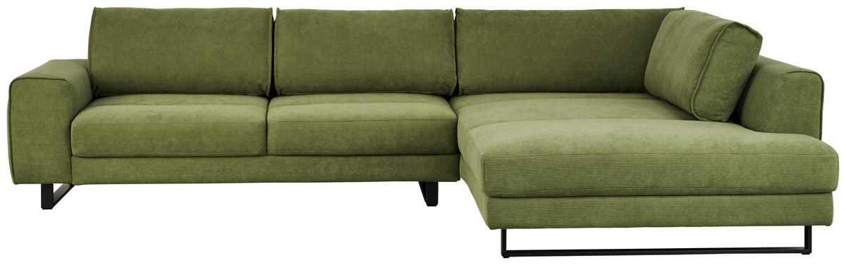 ECKSOFA Cord Olivgrün  - Schwarz/Olivgrün, Design, Textil/Metall (314/211cm) - Sedda