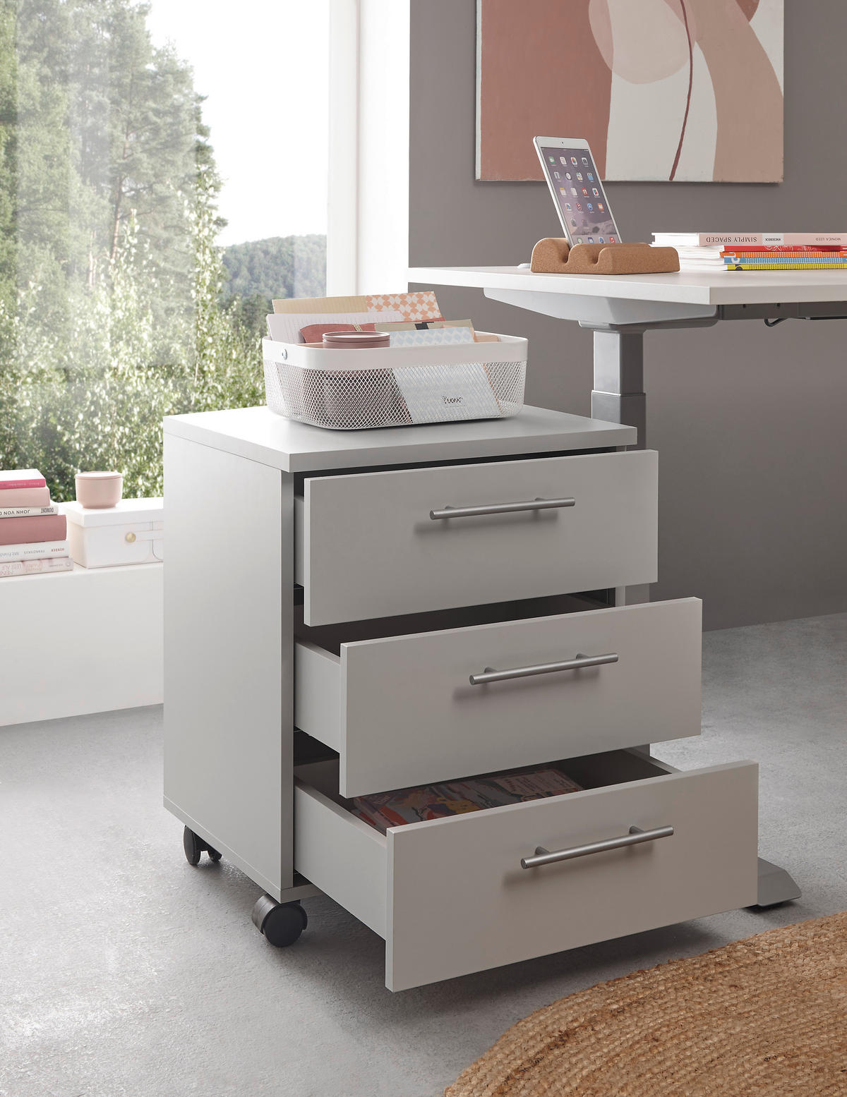 ROLLCONTAINER Grau  - Silberfarben/Grau, MODERN, Holzwerkstoff/Kunststoff (40/56/39cm) - Carryhome