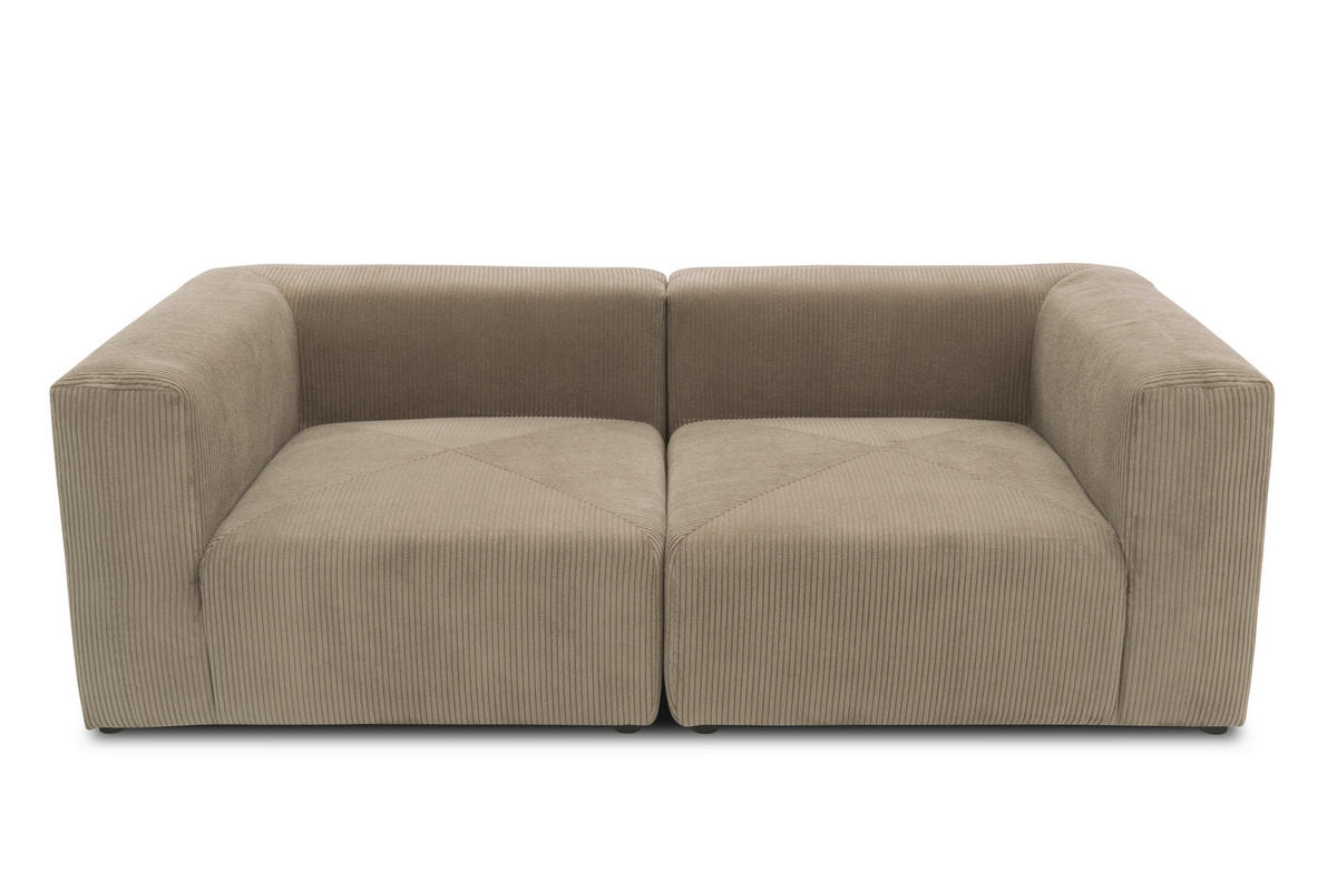 2-SITZER-SOFA Cord, Mikrofaser Schlammfarben  - Schlammfarben/Schwarz, Design, Kunststoff/Textil (216/69/108cm) - MID.YOU