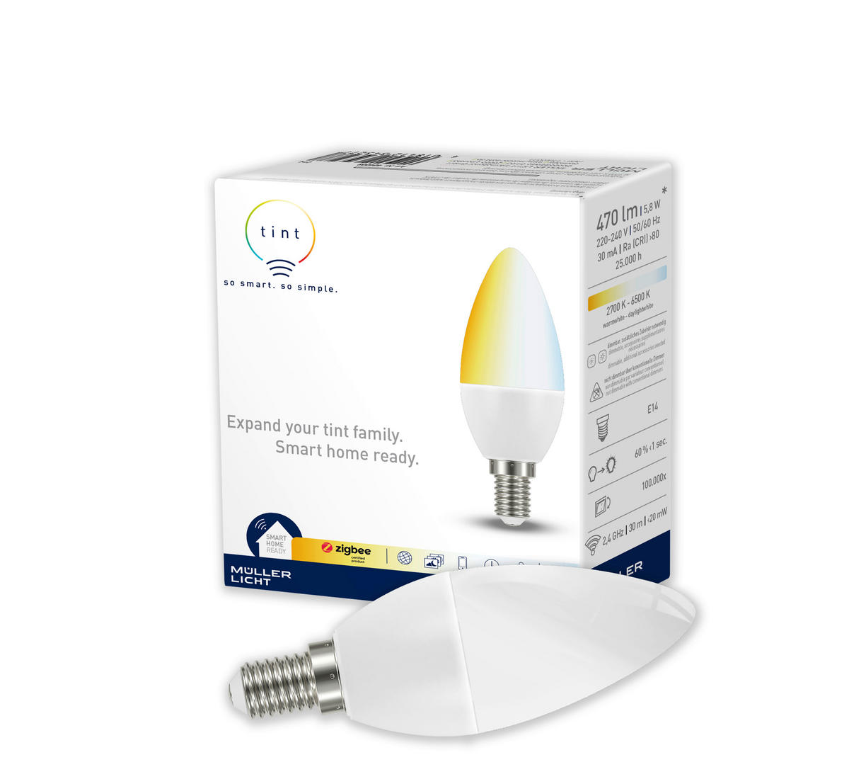 LED-LEUCHTMITTEL   E14  - Klar/Weiß, Basics, Glas (3,8/11/3,8cm) - Tint