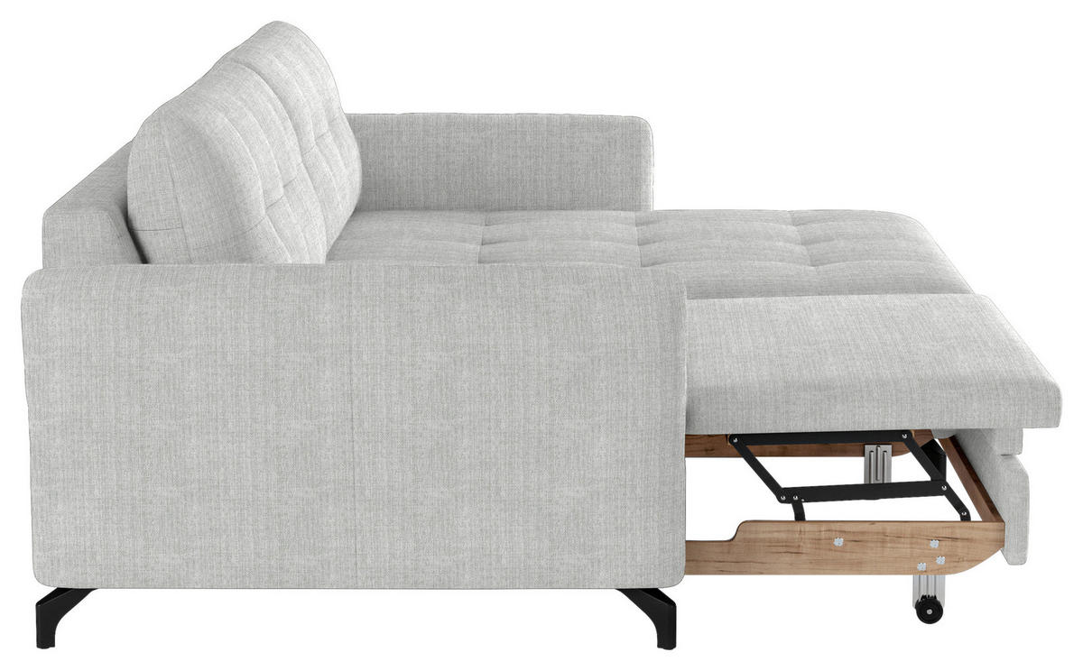 ECKSOFA in Flachgewebe, Leinenoptik Silberfarben  - Silberfarben/Schwarz, Design, Textil/Metall (242/170cm) - Xora