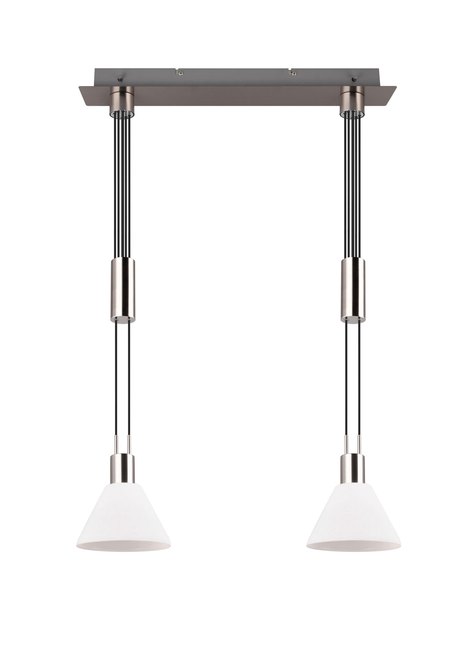 HÄNGELEUCHTE 19/55/160 cm    - Weiss/Nickelfarben, Konventionell, Glas/Metall (19/55/160cm) - Trio Leuchten