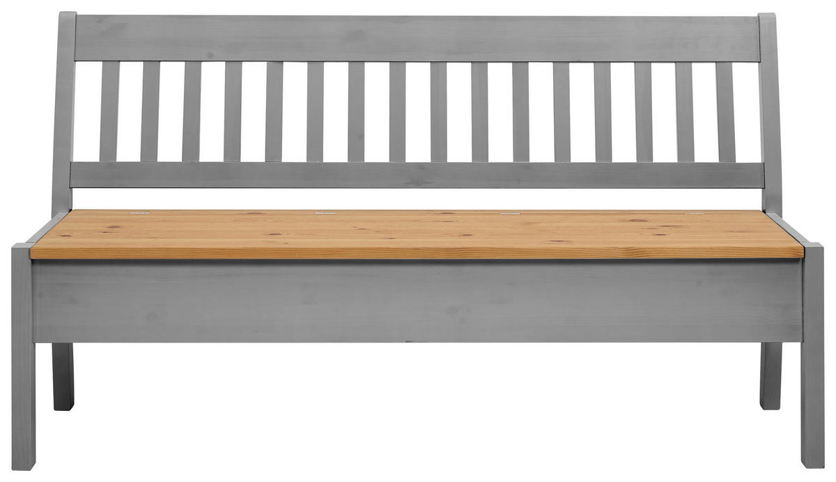 SITZBANK 169/93/58 cm Grau, Laugenfarbig Kiefer massiv  - Laugenfarbig/Grau, ROMANTIK / LANDHAUS, Holz (169/93/58cm) - Boxxx