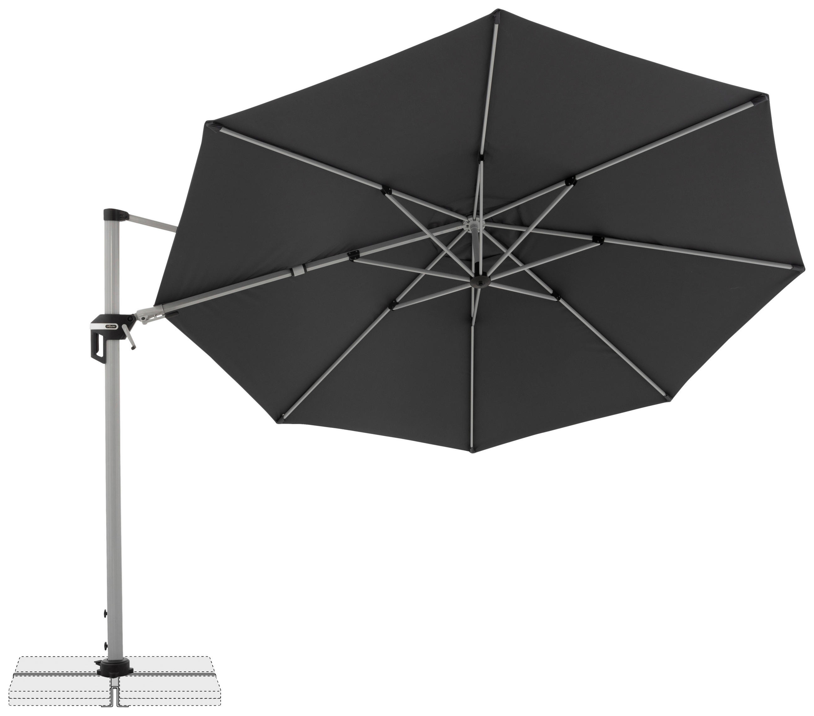 AMPELSCHIRM 370 cm Anthrazit  - Anthrazit/Silberfarben, Basics, Textil/Metall (370cm) - Doppler