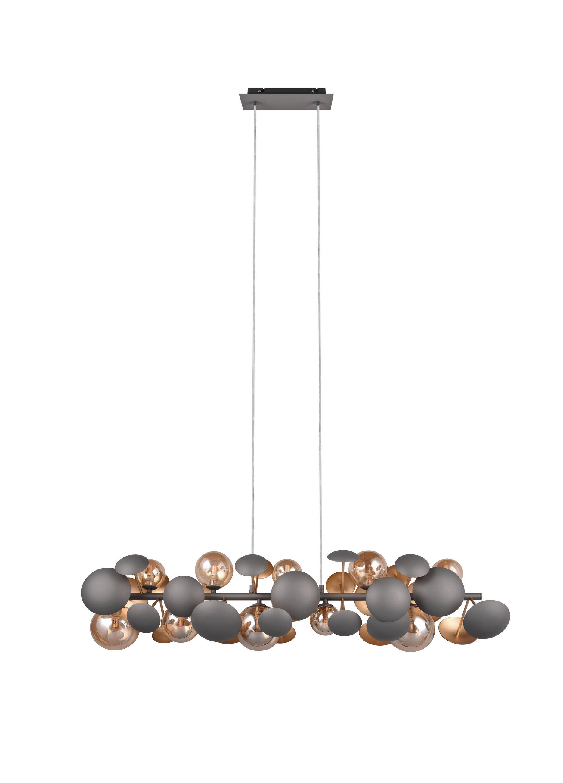 PENDELLEUCHTE Bubble 100/22/150 cm   - Anthrazit/Bernsteinfarben, LIFESTYLE, Glas/Metall (100/22/150cm) - Trio Leuchten