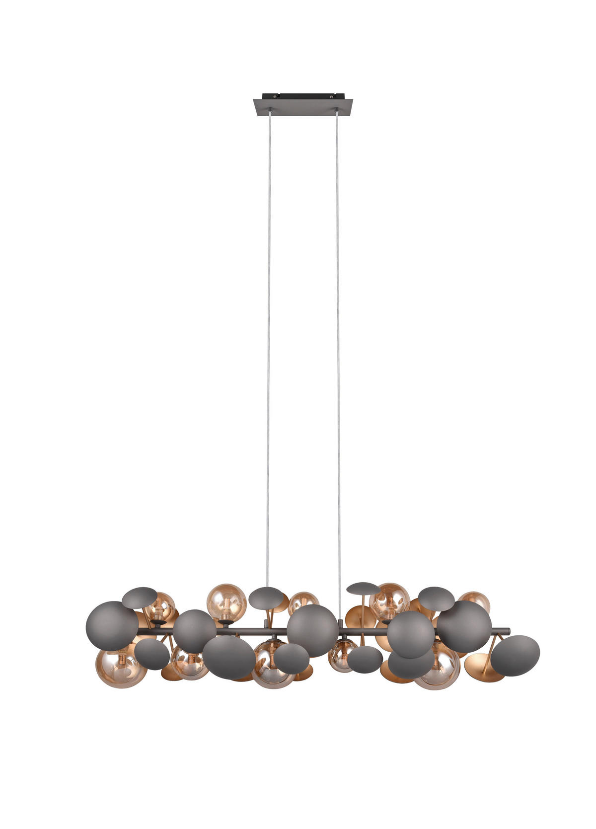 PENDELLEUCHTE Bubble 100/22/150 cm   - Anthrazit/Bernsteinfarben, LIFESTYLE, Glas/Metall (100/22/150cm) - Trio Leuchten