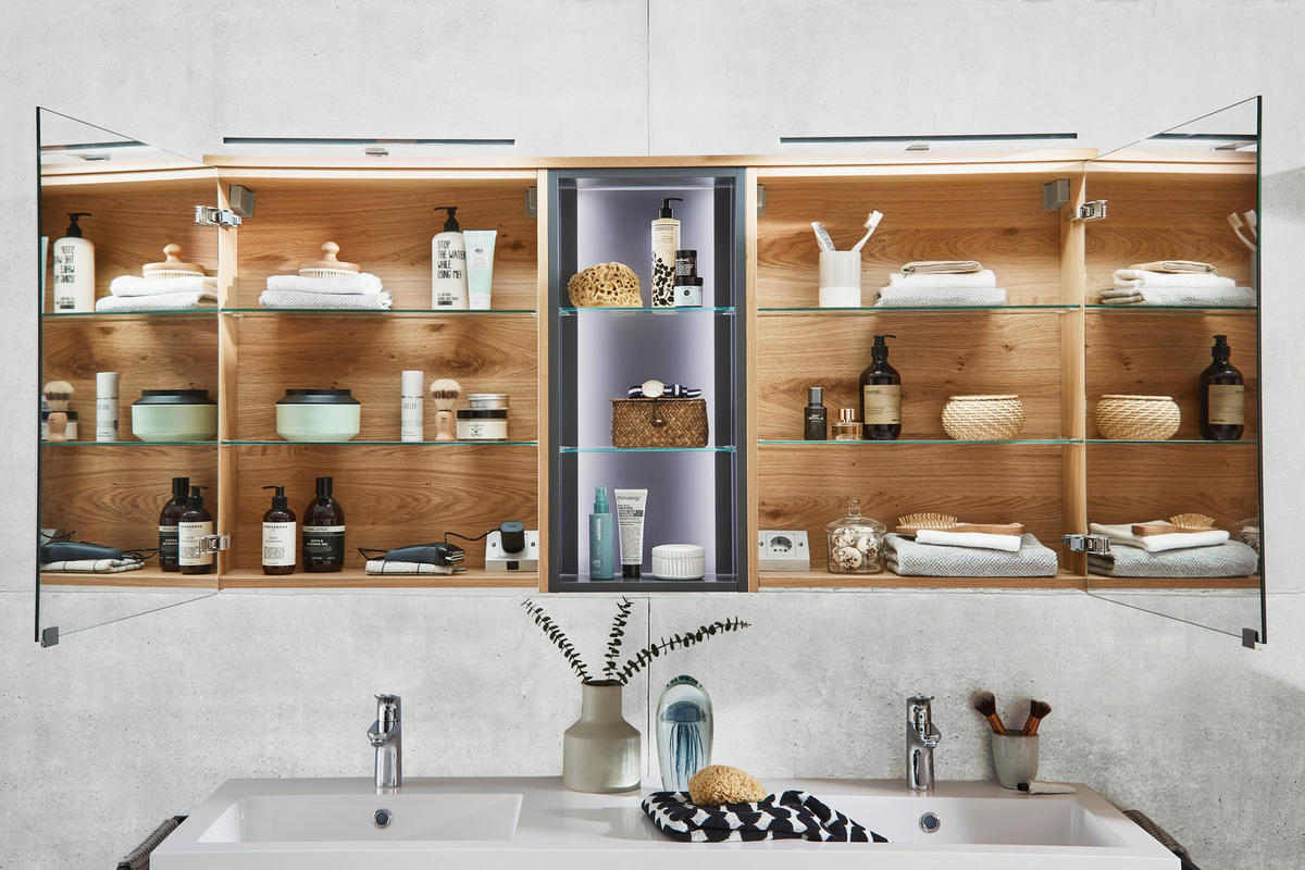 BADEZIMMER  in 155 cm  - Eichefarben/Anthrazit, Basics, Glas/Holz (155cm) - Dieter Knoll
