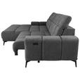 ECKSOFA inkl.Funktionen Anthrazit Chenille  - Anthrazit/Schwarz, MODERN, Textil/Metall (195/300cm) - Xora