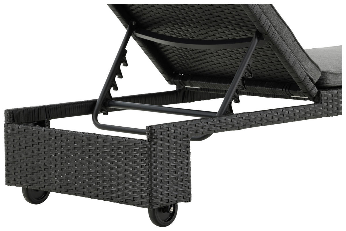SONNENLIEGE 60/32/196 cm  - Schwarz, KONVENTIONELL, Kunststoff (60/32/196cm) - Gardenson