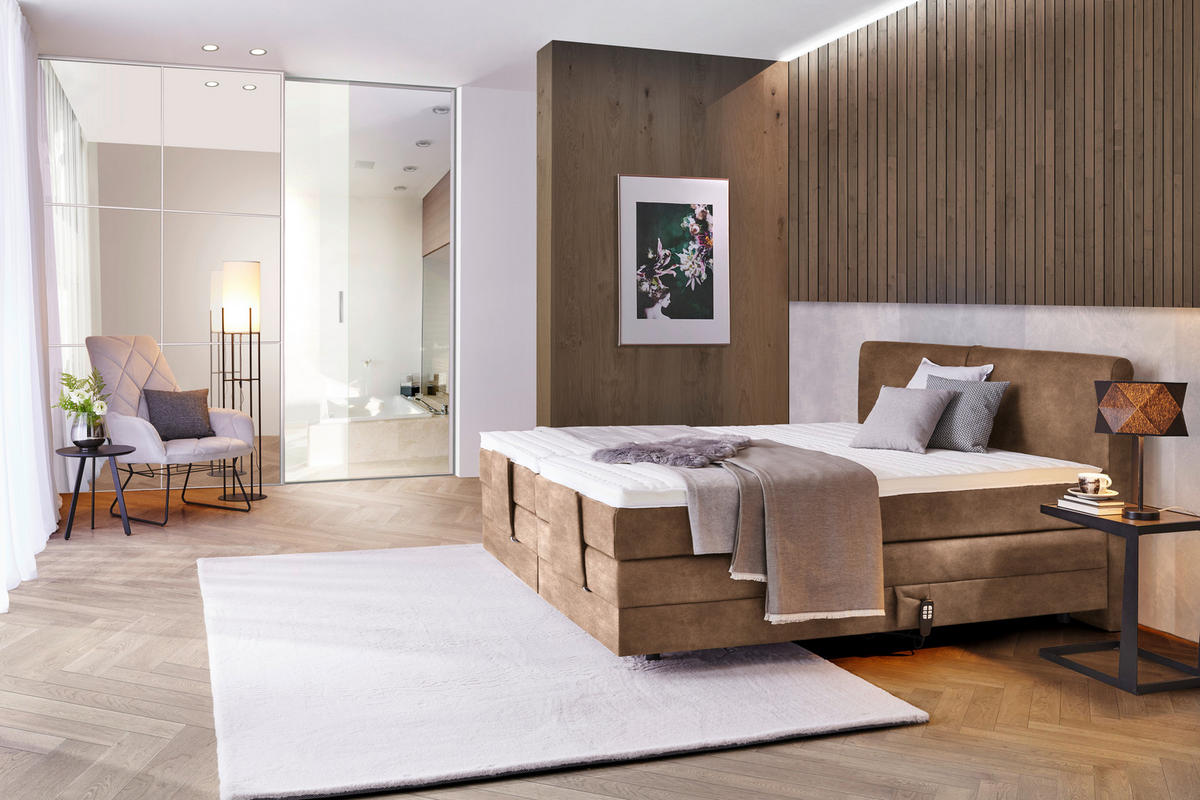 BOXSPRINGBETT 160/200 cm  in Braun  - Schwarz/Braun, Design, Kunststoff/Textil (160/200cm) - Hom`in
