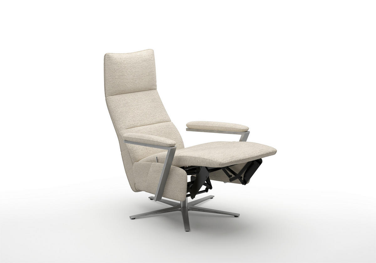 RELAXSESSEL TV VARIO COMFORT E M2 Chenille Kopfteilverstellung, Rücken echt    - Sandfarben/Silberfarben, Basics, Textil/Metall (70/126/85cm) - Sit & More